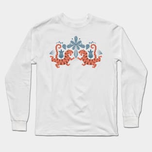 Catch a Tiger by the Toe orange and blue Long Sleeve T-Shirt